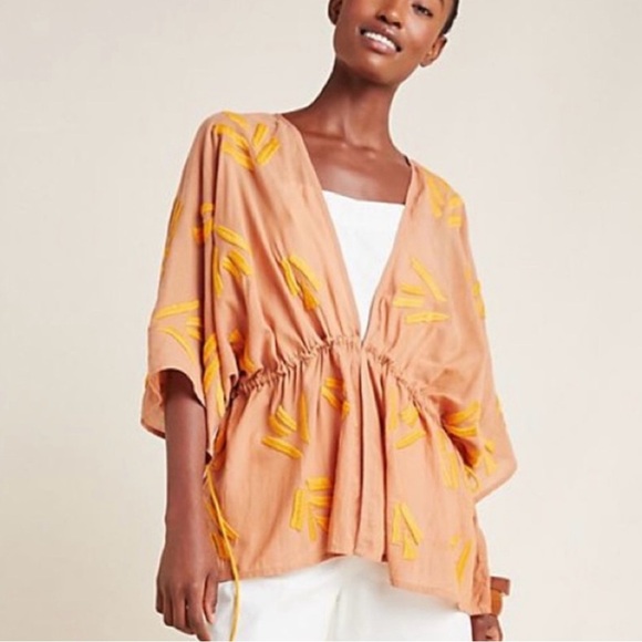Anthropologie Tops - Maeve by Anthropologie Oversized Boho Adriene Embroidered Kimono Top SIZE XS/S